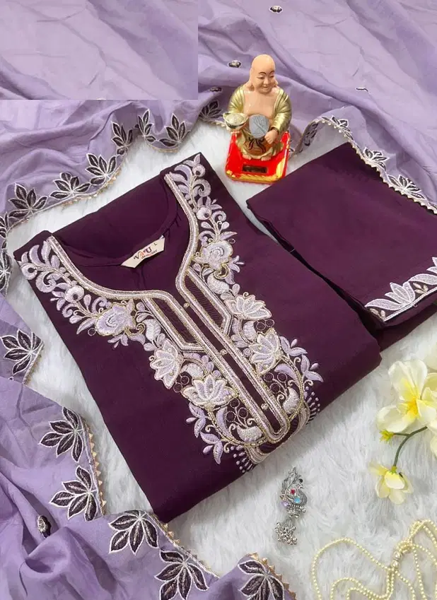 HR Pure Muslin Kurti With Bottom Dupatta Wholesale Clothing Distributors In India